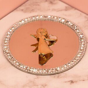 Angel Brooch Pin with Faux Mother of Pearl Heart